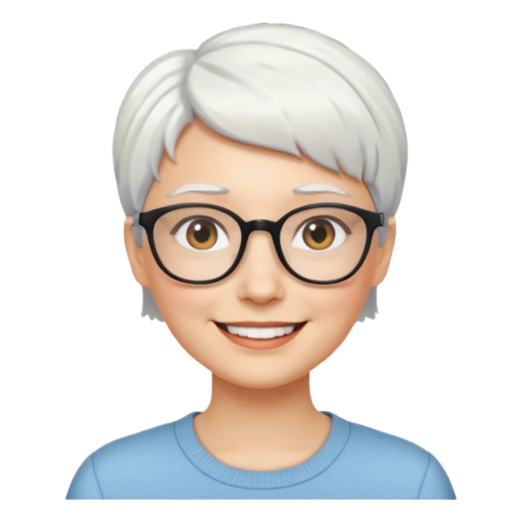 visage femme a lunettes cheveux courts blancs sticker