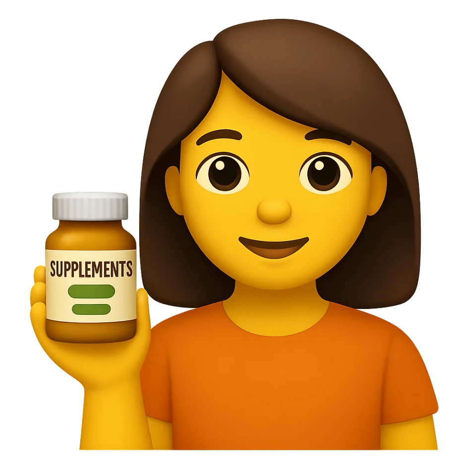 DONNA STILE EMOJI IPHONE DI UNA DONNA CON BOCCETTA DI INTEGRATORE IN MANO, 4K sticker