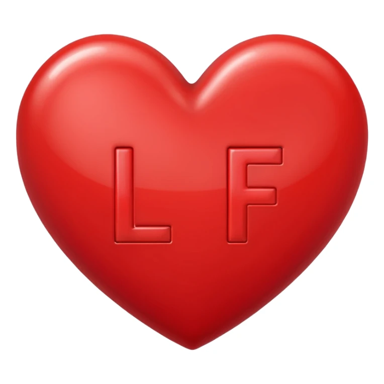 The letters l and f in a heart sticker