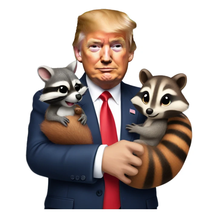 Donald trump holding a squirrel and raccoon  sticker