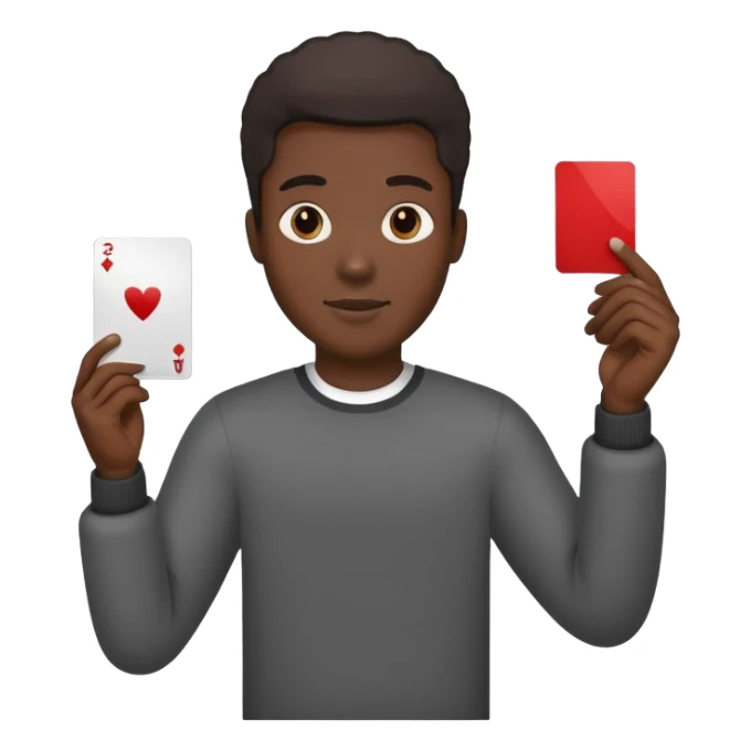 black man holding a card up in one hand sticker