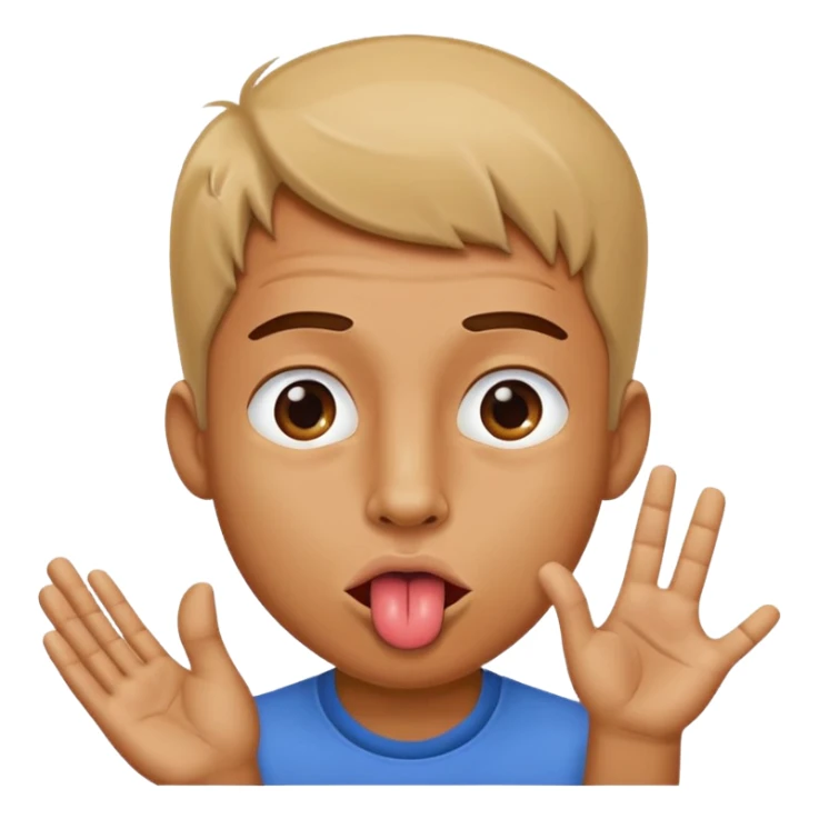 Man sticking his tongue out and looking off to the side making a y with his hand  sticker