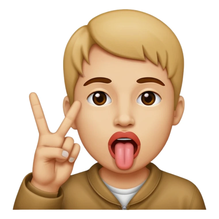 Peace sign next to mouth with tongue￼ out sticker