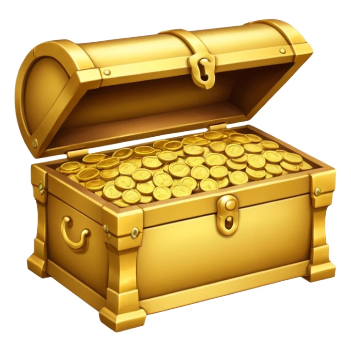 generate a image golden chest image filled with gold coins sticker