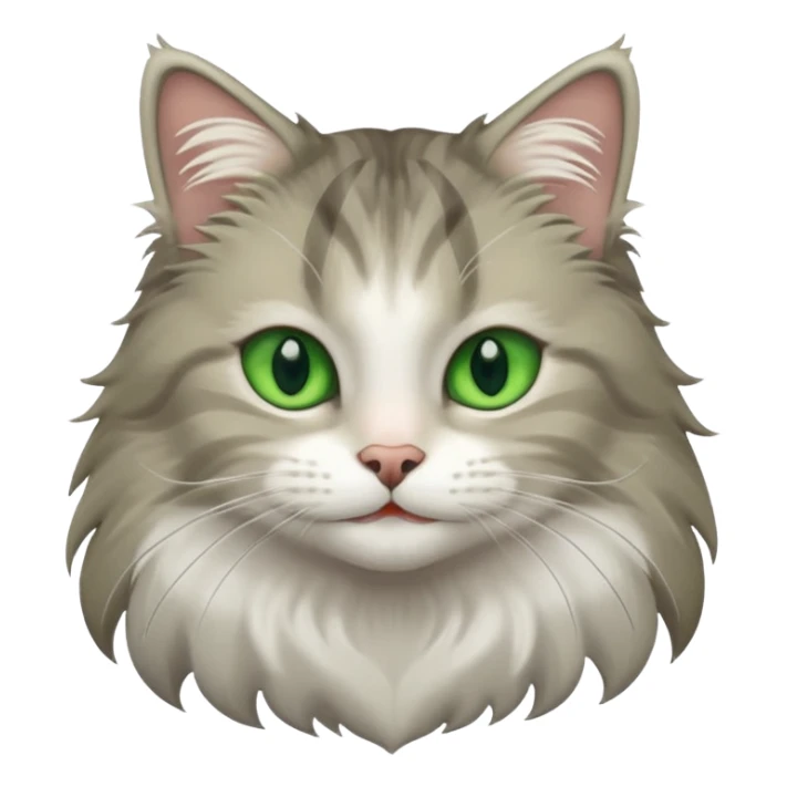 Siberian forest cat grey and white with white around eyes and green eyes smiling sticker