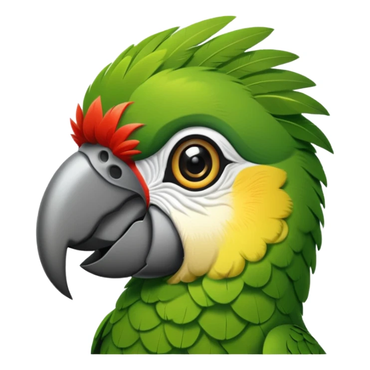 Green parrot face with right wing in a military-style salute sticker