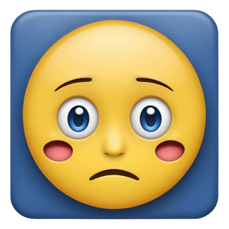 round yellow emoji face Android and Apple Color Emoji hybrid, minimal, upper half shaded with dark blue, blank wide eyes, trembling frown, silent despair, colorful, emoji-like sticker