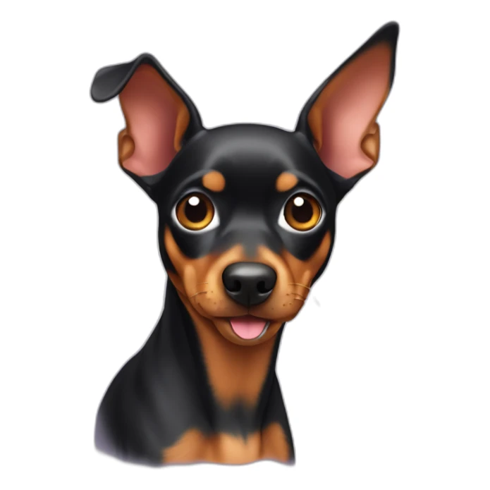 13 year old minature pinscher with piece of left ear missing sticker