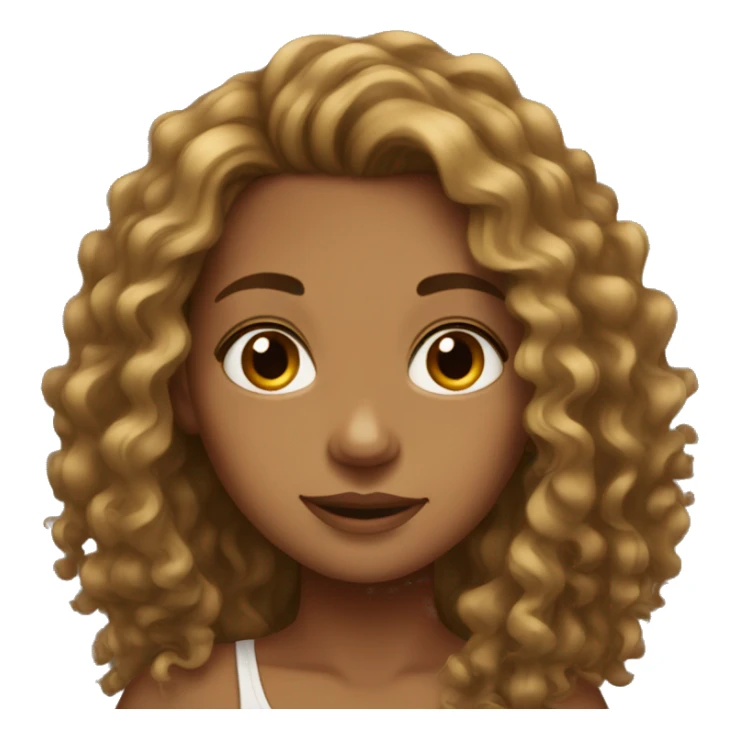 Tan girl with long and curly hair black  sticker