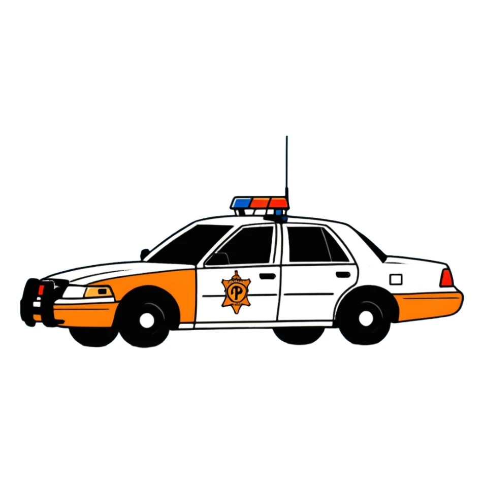 LSPD police car, cartoon style, blue color, side view sticker