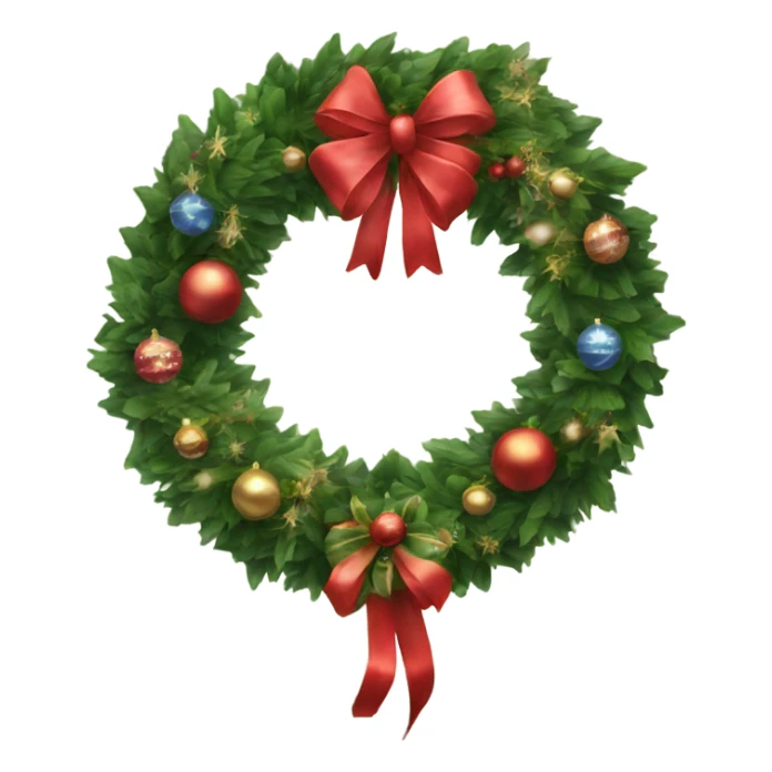 Realistic christmas wreath with baubles and bows sticker