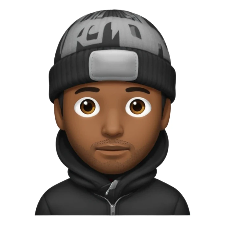 Hispanic man with black beanie hat that covers his eyes  sticker