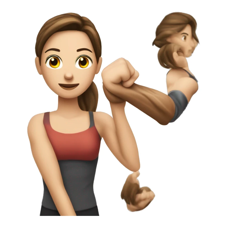 Woman arm muscles, fit Caucasian woman, brunette  sticker