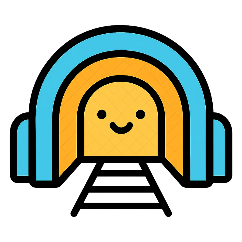 cute cartoon tunnel icon, rounded shapes, friendly appearance, modern icon style sticker