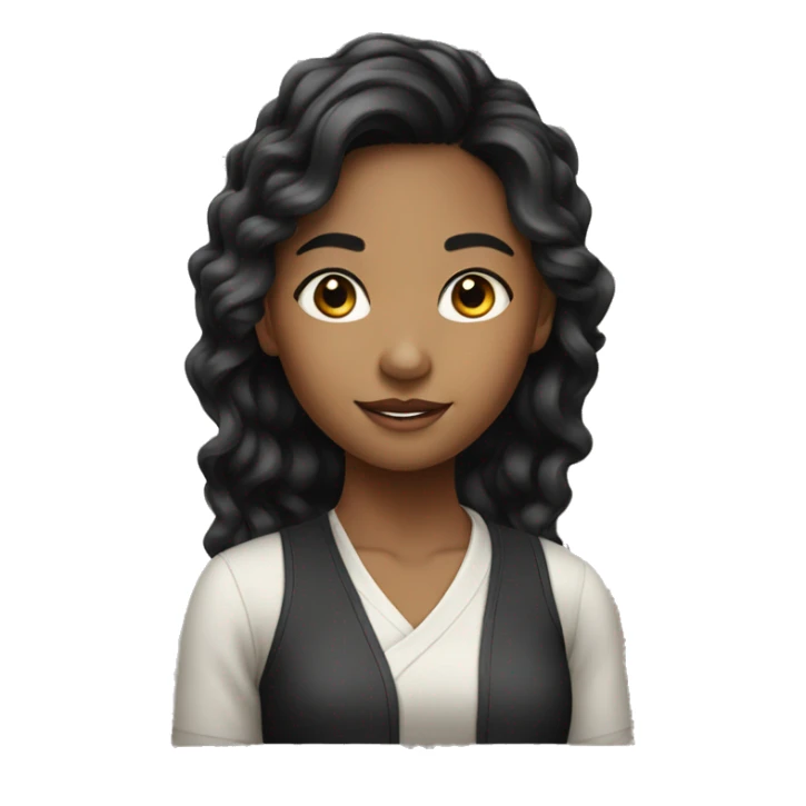 Black culry hair asian girl sticker