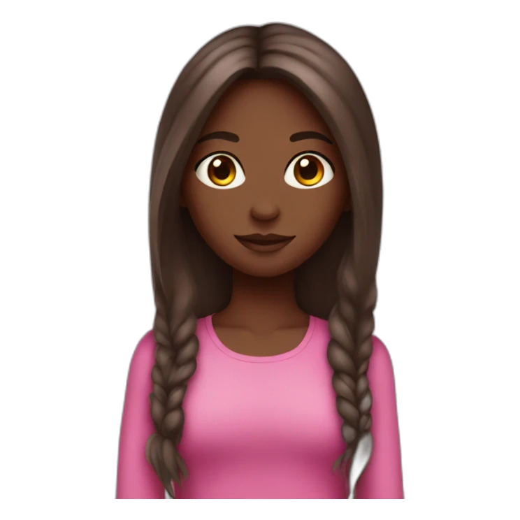 Darker  girl with a pink top and long brown hair sticker