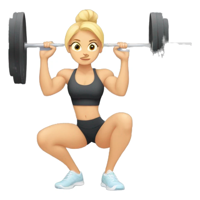 muscular blonde girl doing squat at gym  sticker