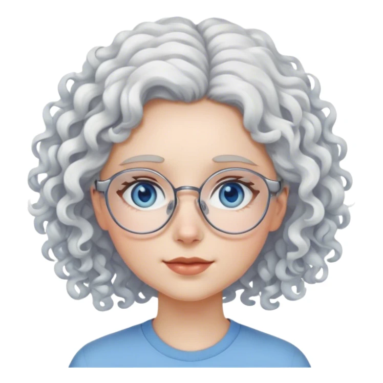 A curly-white haired girl with glasses and blue eyes. sticker