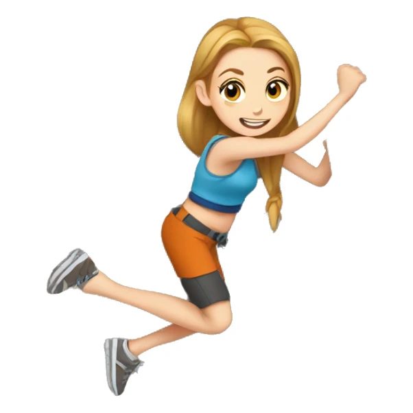White girl with auburn ponytail climbing rock wall sticker