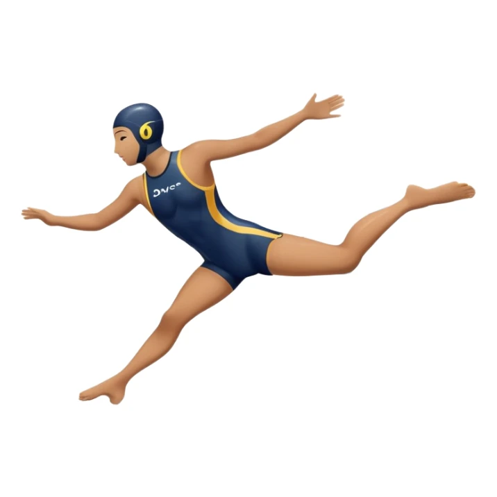 An icon showing a diver captured mid-air in a graceful pose above a pool, with a diving board behind and water below. Splash trails and motion lines emphasize precision and elegance. Transparent background highlights the beauty and focus of competitive diving. sticker