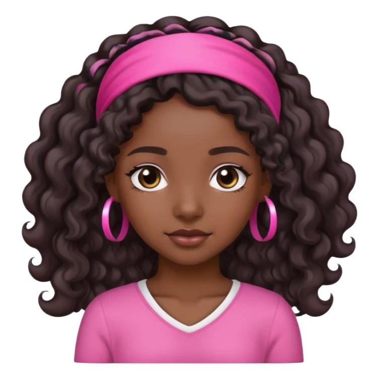 Black girl with wavy hair and a pink headband sticker