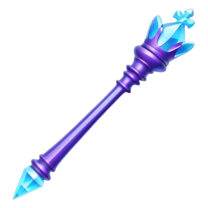 Create a small, visually appealing icon of a magic wand (chess wand style) to represent creativity and artistic design. Use a clean, modern look with glowing accents in purple and blue shades.
 sticker