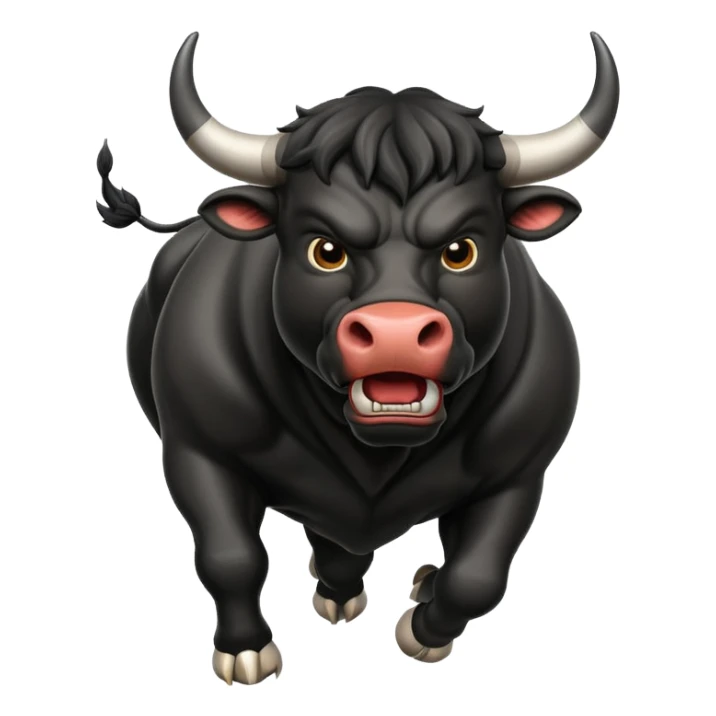 angry running black bull with flared nostrils sticker