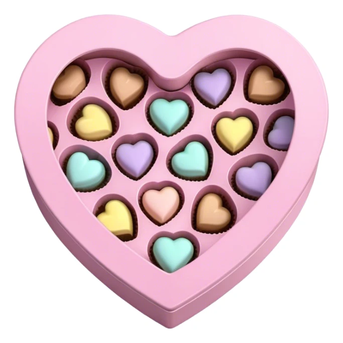 Pastel pink heart shaped box with pastel colored chocolates in it sticker