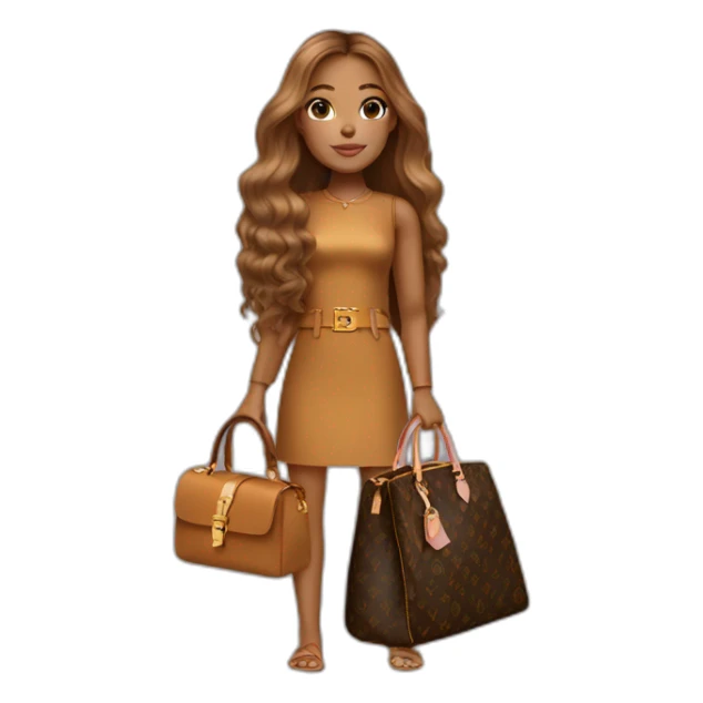 1 girl with light-brown long hair holding louis vuitton bag sticker
