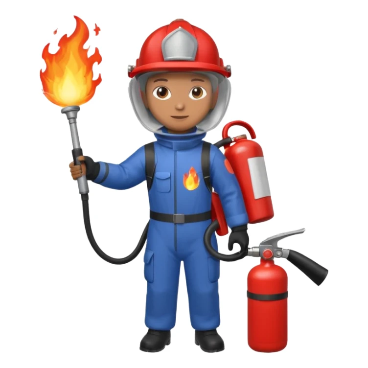 hand holding Fire extinguisher
 and puts out fire sticker