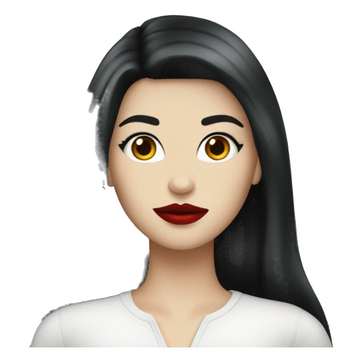 Long black haired white girl with red lips  sticker