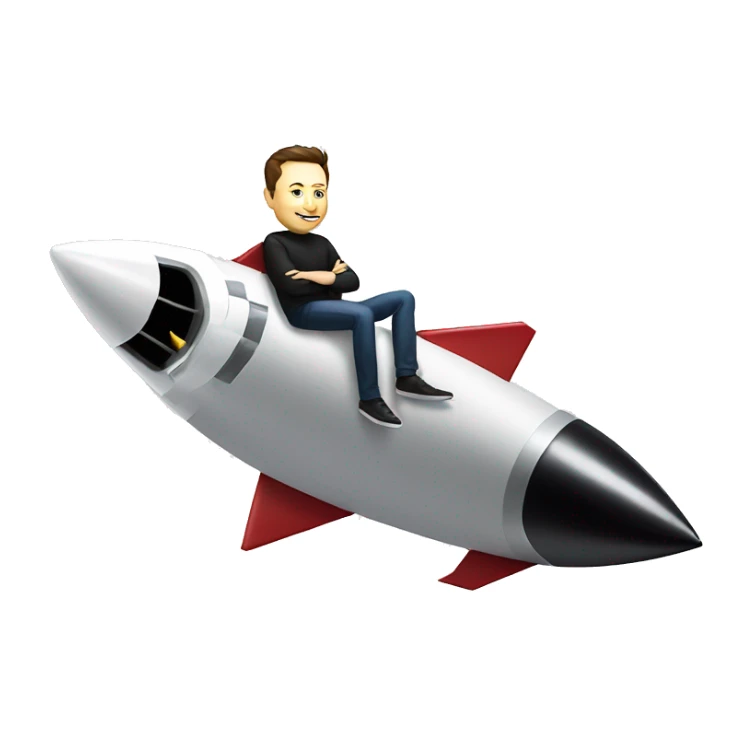 Elon Musk sitting on top of a flying space rocket sticker