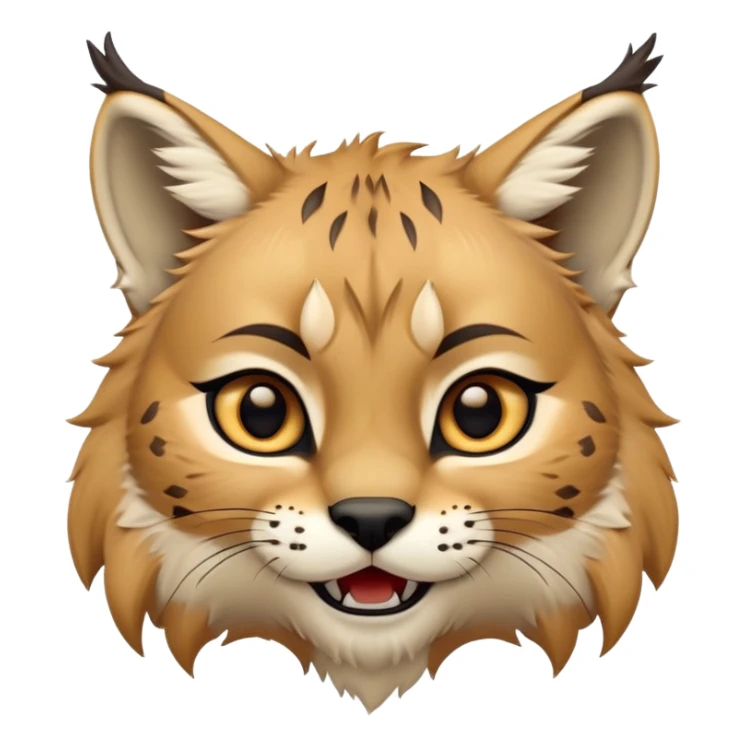 Cinematic-realistic cute-Lynx-Portrait-Emoji – Head tilted dramatically with an exaggeratedly amused expression, featuring a thick, tufted golden-brown coat with striking black ear tufts, wide, expressive amber eyes filled with playful disbelief. sticker