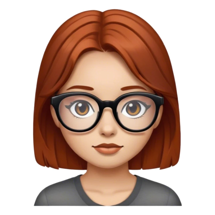 girl with reddish brown hair and black glasses sticker