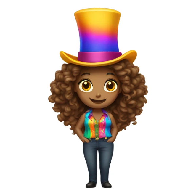 Woman with long curly hair and top hat colorful Circus sticker