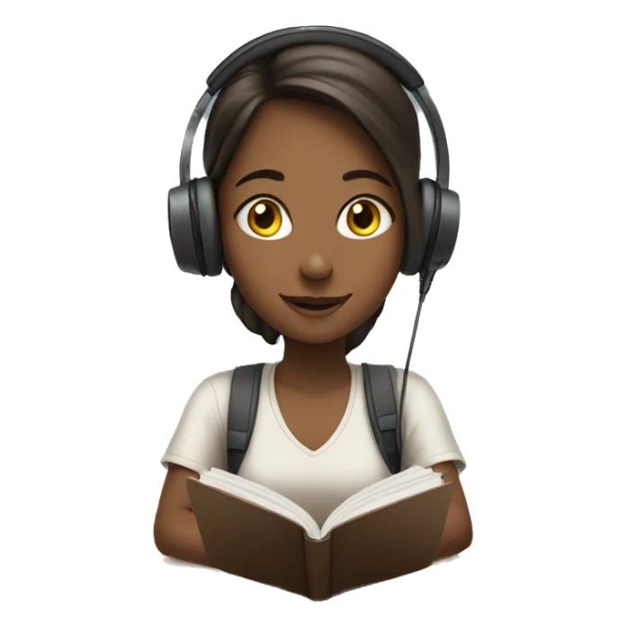 girl studying with headphones on sticker