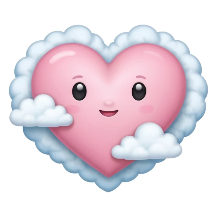 pastel pink heart with clouds at the base, iOS Apple emoji style sticker