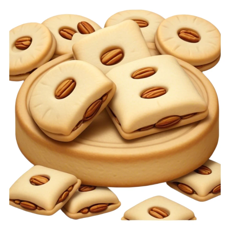Cinematic Realistic Ma'amoul Dessert Emoji, featuring delicate shortbread cookies filled with dates or nuts rendered with intricate detail and warm, inviting lighting. sticker
