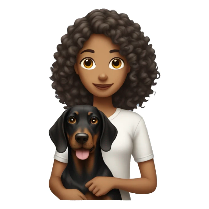 girl with curly hair with doberman  sticker