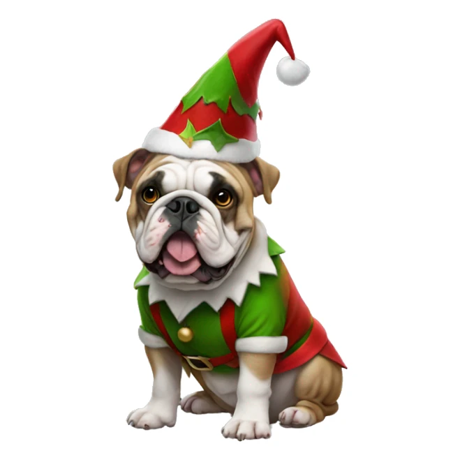 English bulldog dressed as elf sticker