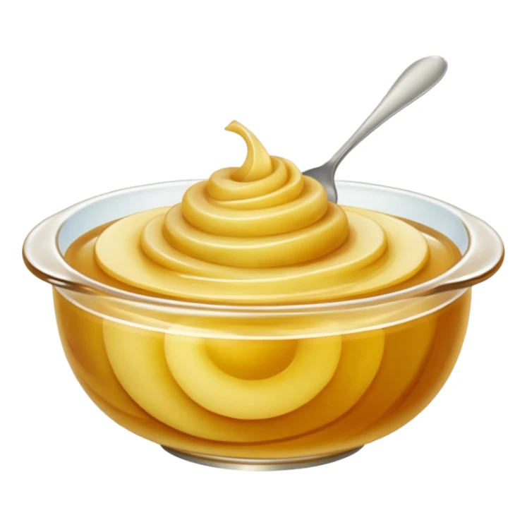 small mound or swirl of apple compote, pale golden, smooth and puréed with soft sheen, slight dome and gentle ripples, no bowl spoon or fruit, apple emoji style, soft lighting, transparent background, emoji scale sticker