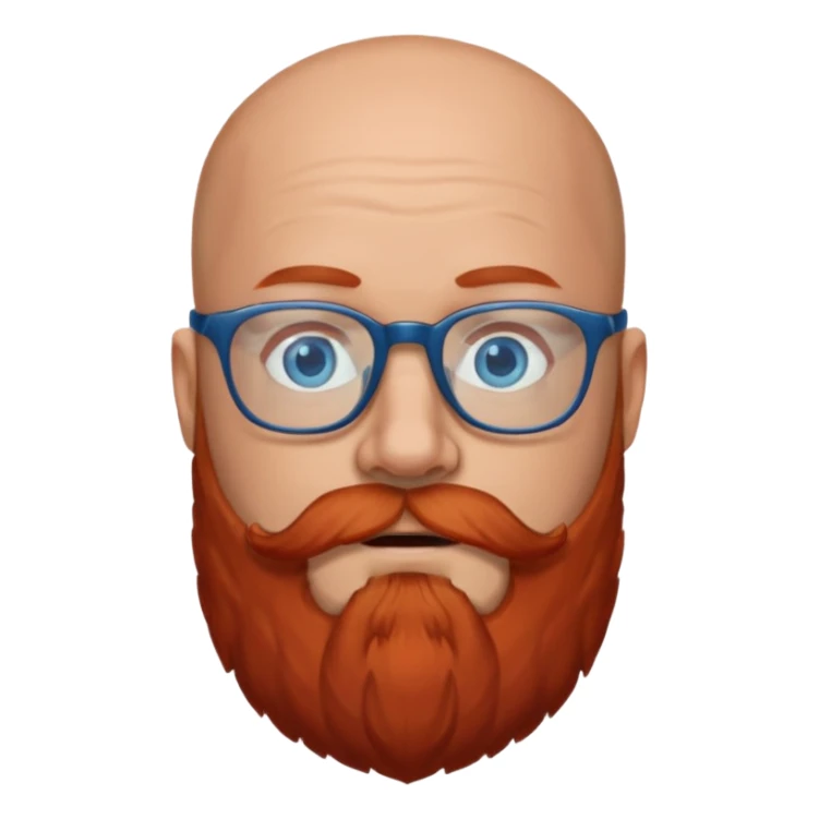 bald person, big red beard, blue eyes, teacher sticker