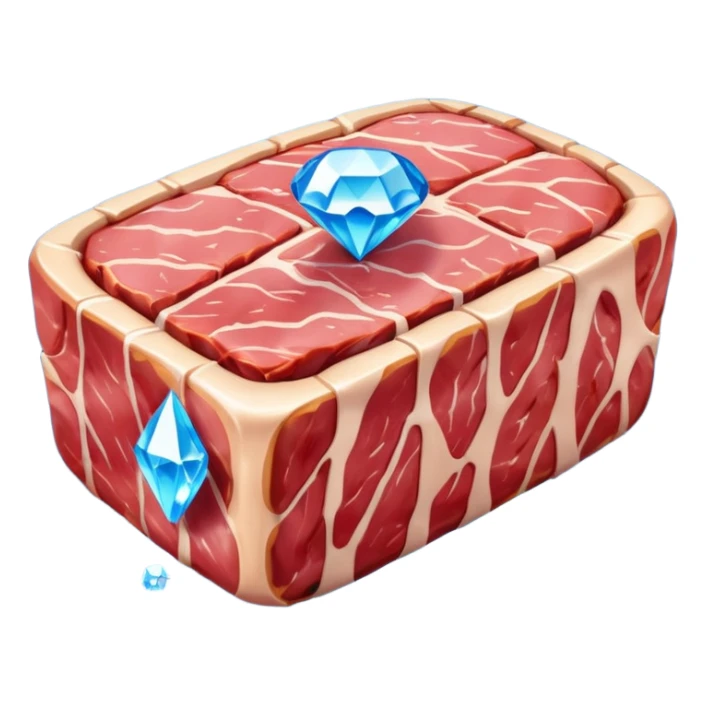 Meat with diamond textur and blue color sticker