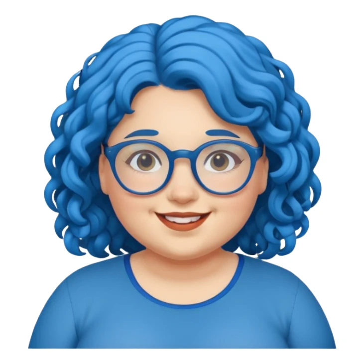 curly fat girl with blue hair and glassess sticker