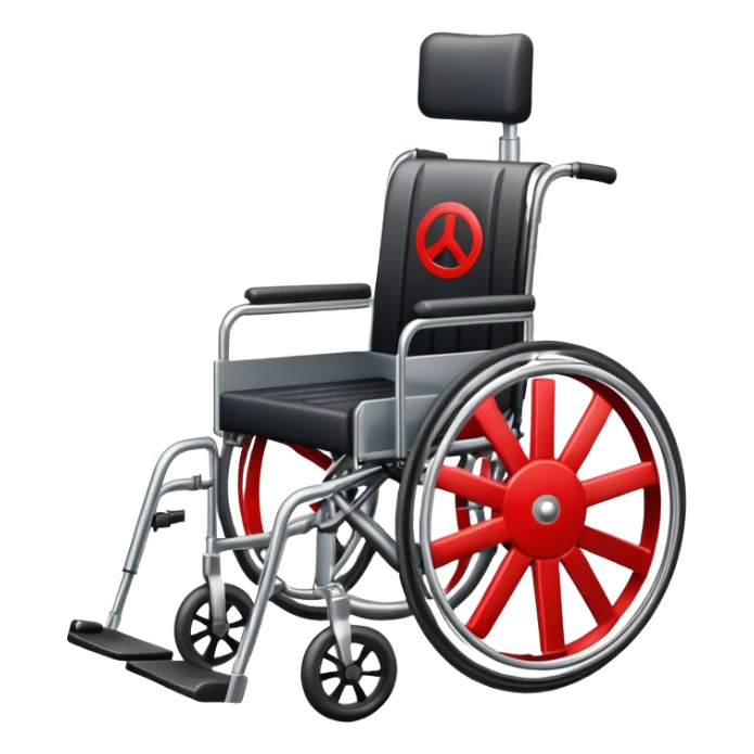 wheelchair with a red prohibition symbol sticker