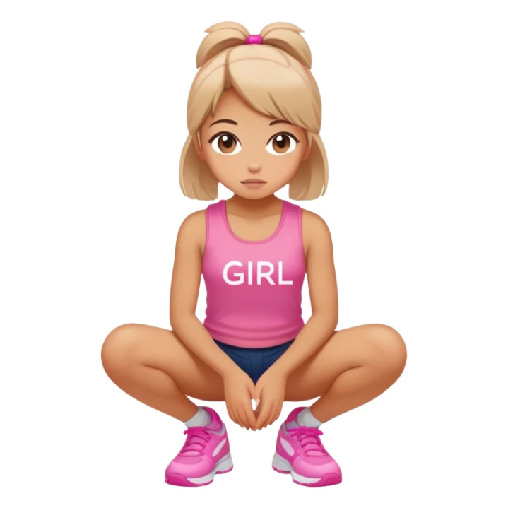  top with pink inscription “girl”  squatting sticker