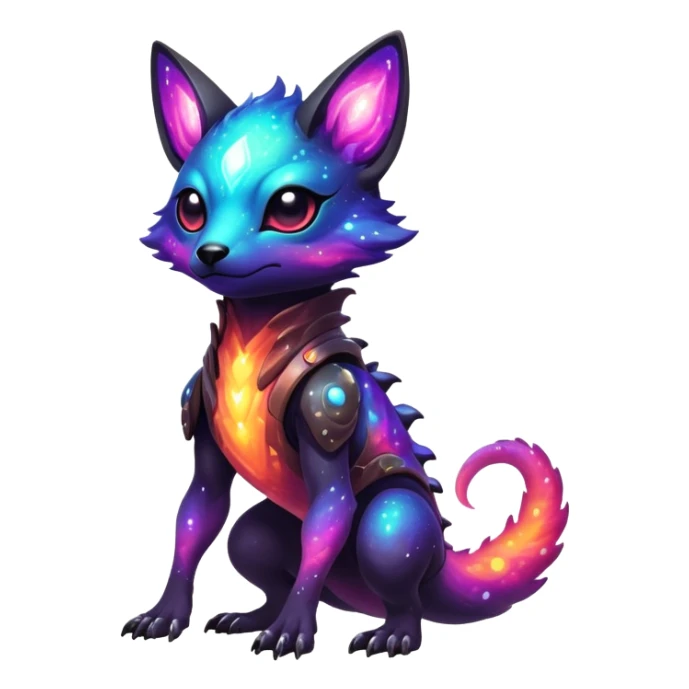 Epic Edgy Cute Colorful Vibrant Dark Nebula Modern Vernid-Protogen-creature-animal, full body sticker