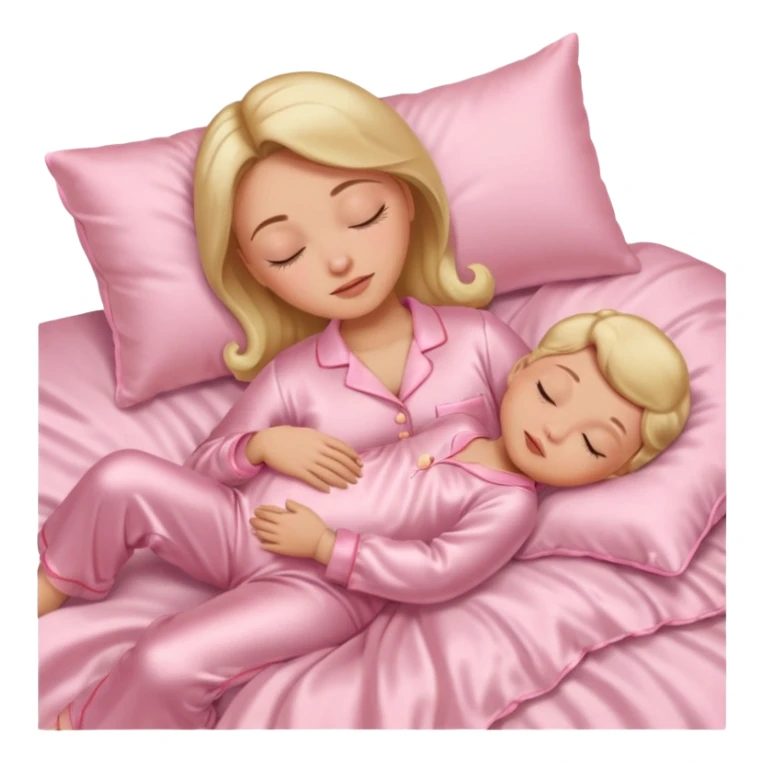 Mulher dormindo de pijama na sua cama de cetim rosa bebê sticker