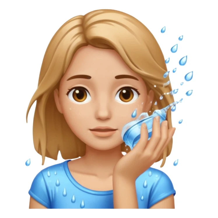 a female washing her face outside of shower  sticker