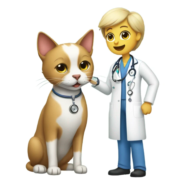 doctor cat treating a dog patient sticker